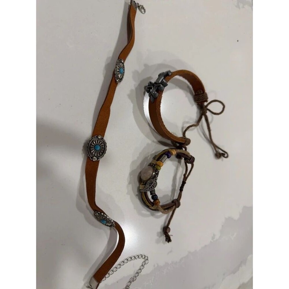 Vintage Style Leather Choker Bracelets Western Country Boho